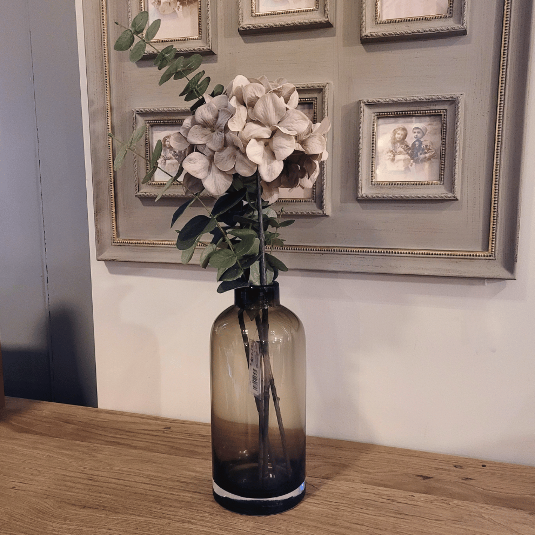 Flat Bottomed Glass Bottle Vase - Smokey Grey 27cm image 1